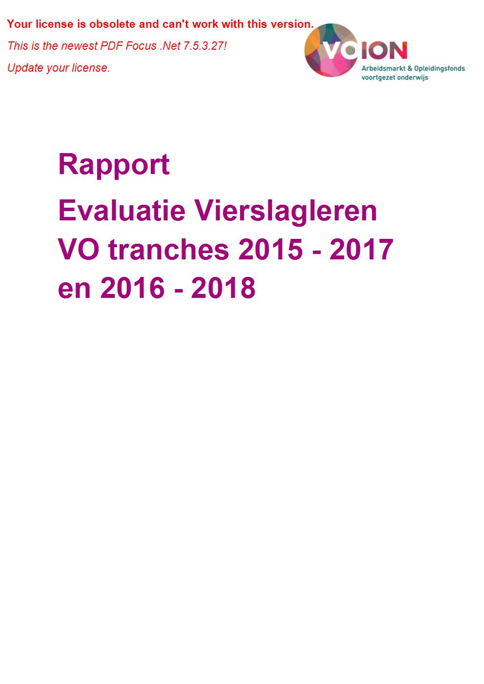 Evaluatie Vierslagleren VO 2015 2018