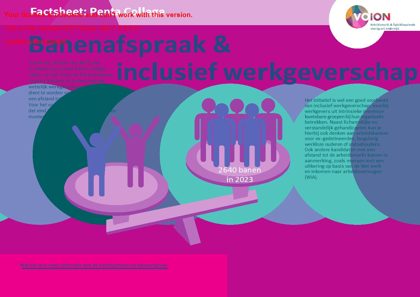 Factsheet Penta College - Meer over de Banenafspraak en inclusief werkgeverschap