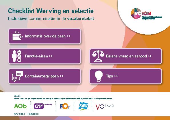 Checklist Werving en selectie - Inclusieve communicatie in de vacaturetekst