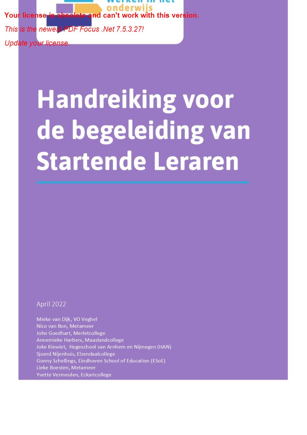 Handreiking begeleiding startende leraren RAP-regio Noordoost Brabant - april 2022